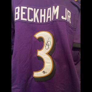 Odell Beckham Jr. Autographed Ravens Purple Custom Jersey Beckett Witnessed